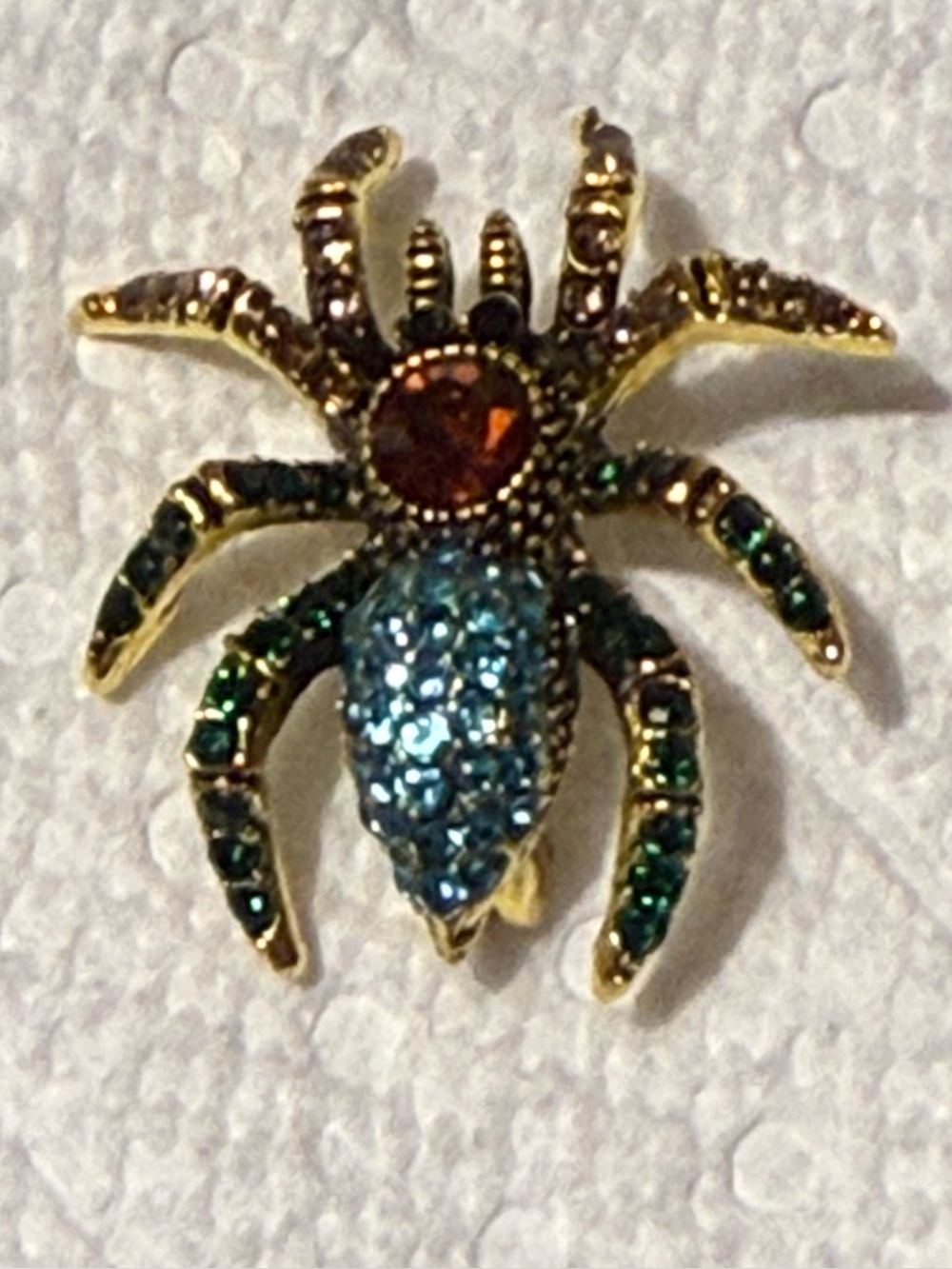 Gold and Multicolor Alloy Rhinestone Spider Brooch
